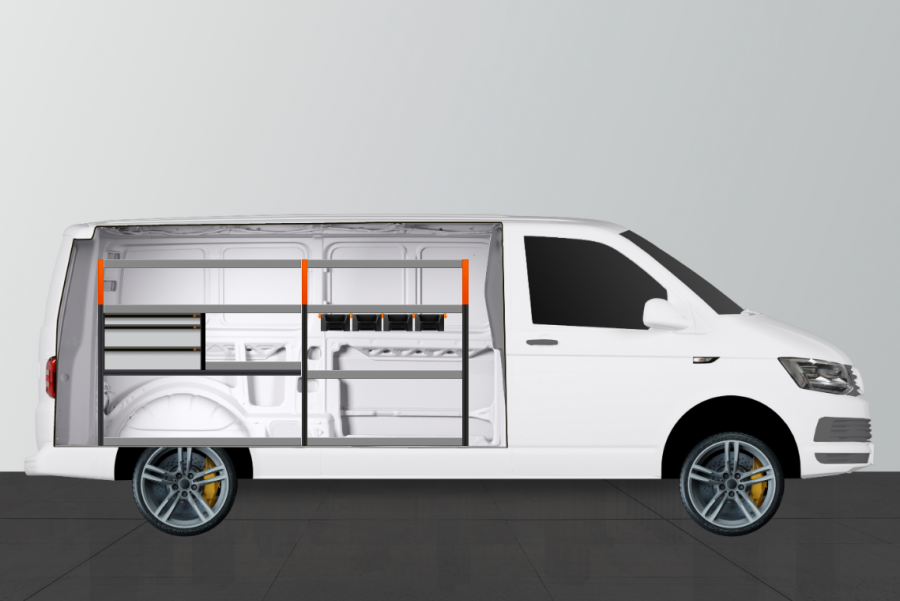 V-LS3+ FAHRZEUGREGAL FÜR VW Transporter (lang) | Work System