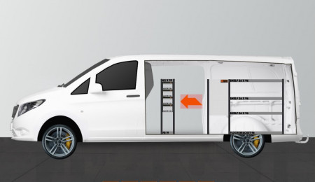 H-SD4S Fahrzeugregal für Mercedes Vito Extra Lang