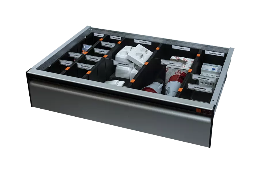 Einsatz 15 Fächer für 612,5 mm breite Schublade Höhe: 140 mm